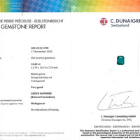 10.02 Ct. Bluish Green Sapphire from Madagascar Scan Report