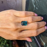 10.02 Ct. Bluish Green Sapphire from Madagascar Life Style