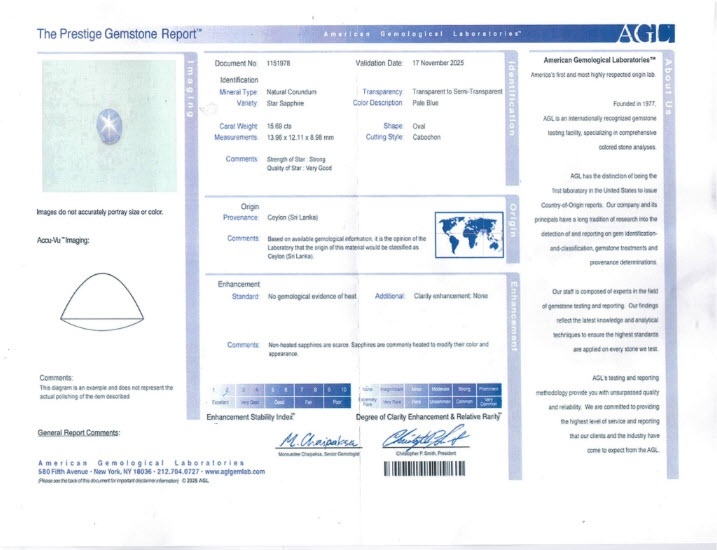 15.69 Ct. Bluish Grey Star Sapphire from Ceylon (Sri Lanka)