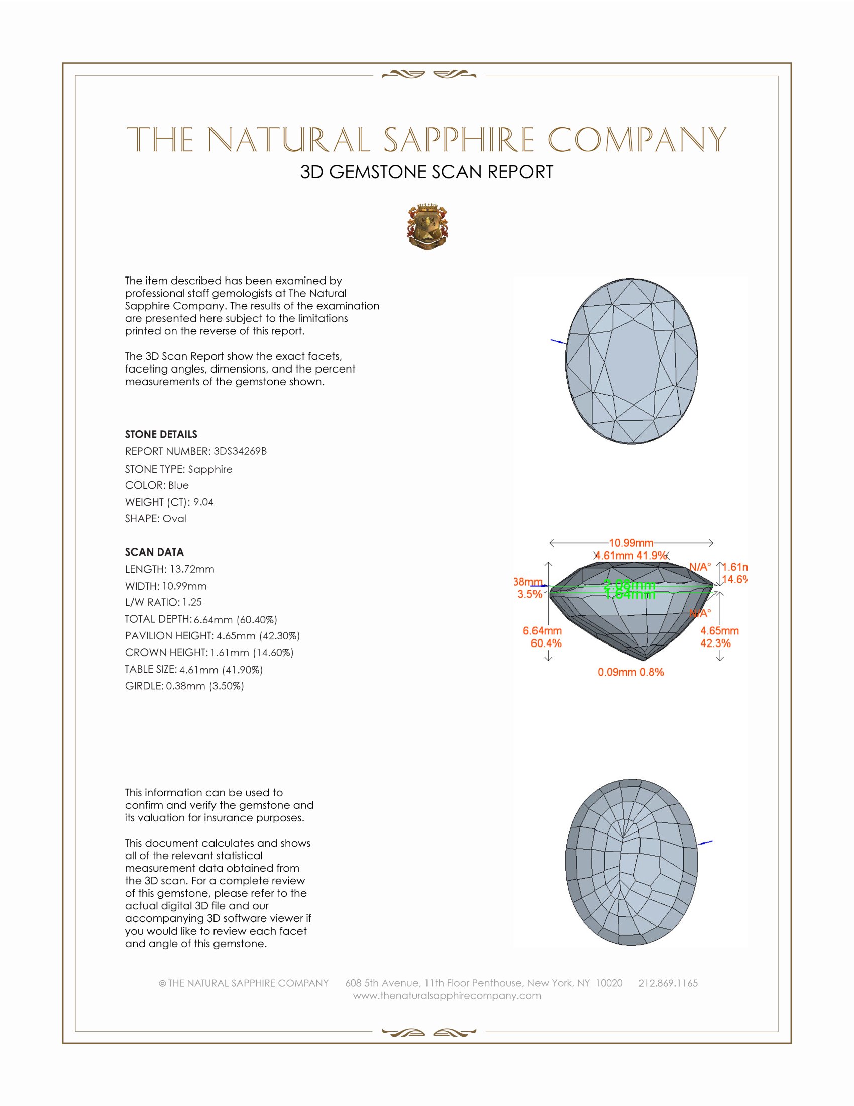 9.04 Ct. Blue Sapphire from Ceylon (Sri Lanka)