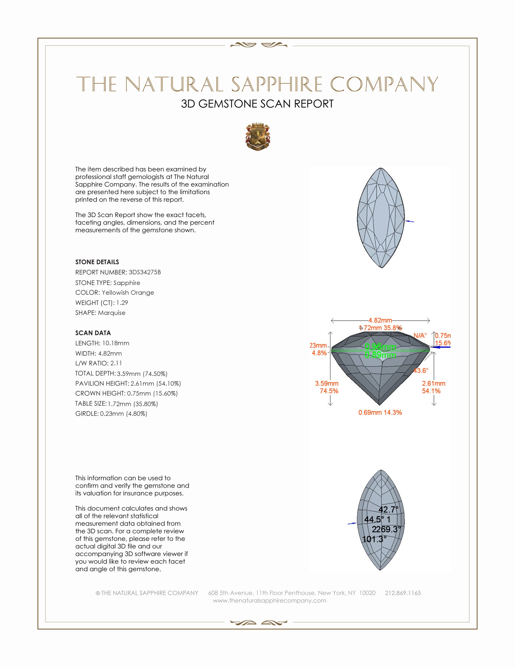 1.29 Ct. Yellowish Orange Sapphire from Ceylon (Sri Lanka)