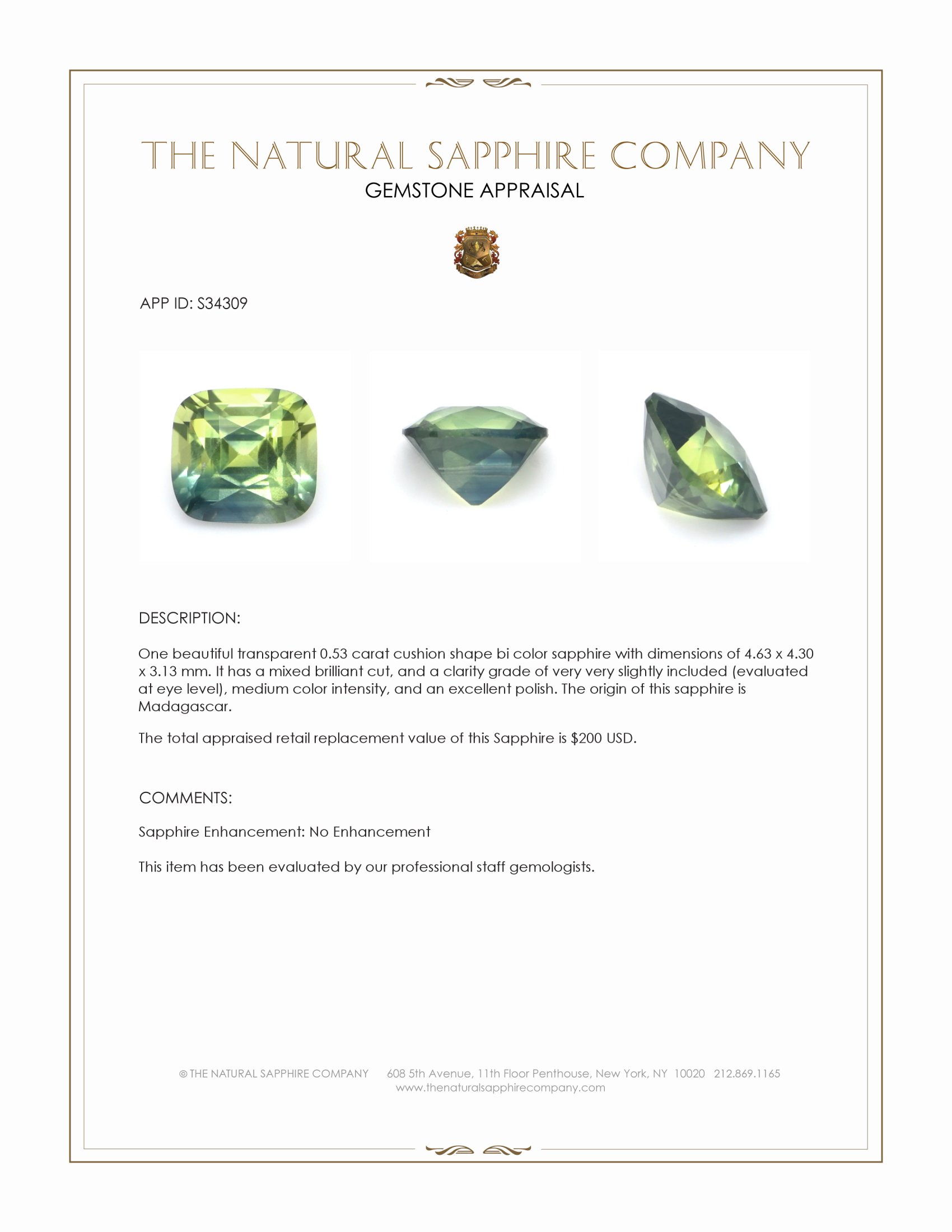 0.53 Ct. Bi Color Sapphire from Madagascar