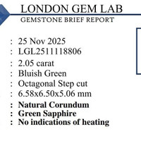 2.05 Ct. Bluish Green Sapphire from Madagascar Scan Report