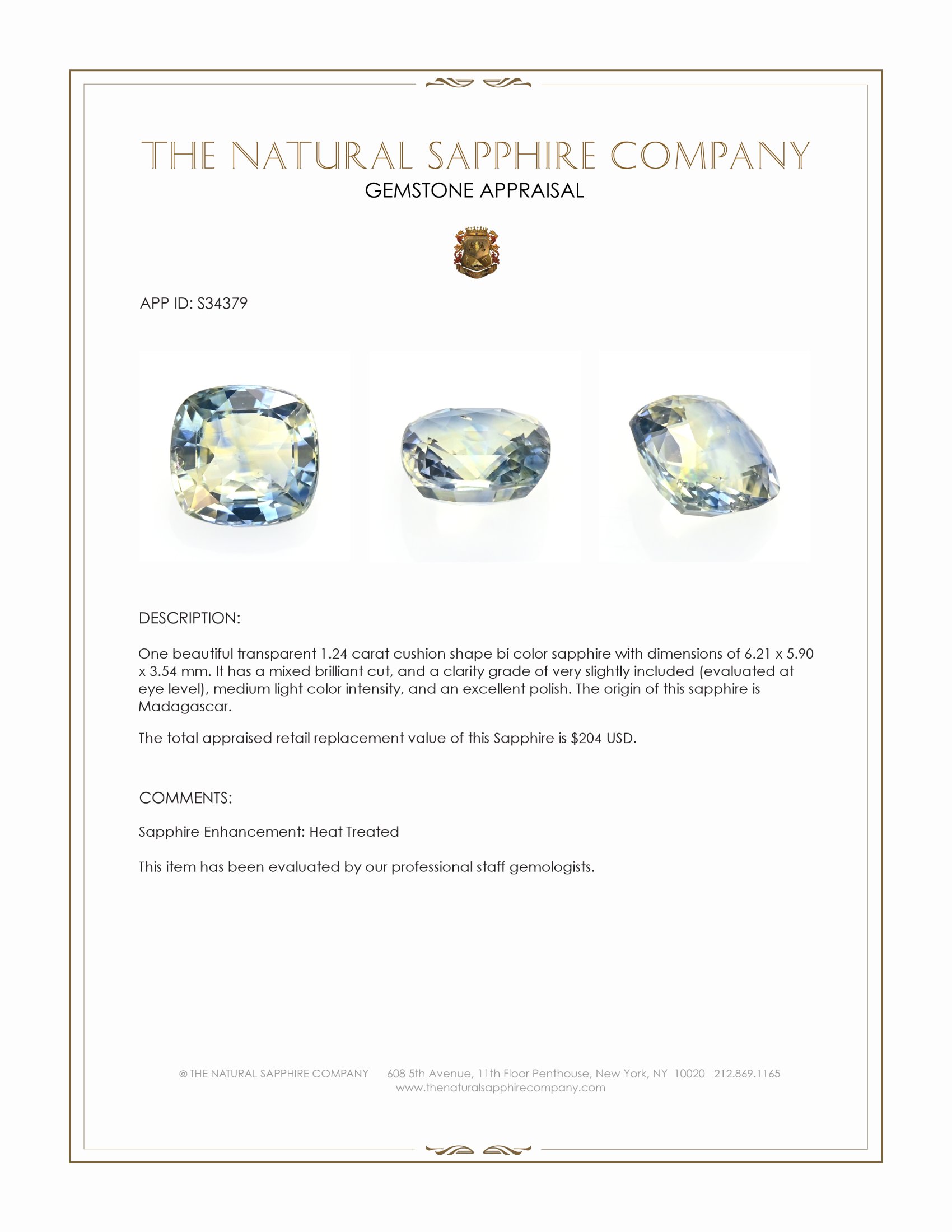 1.24 Ct. Bi Color Sapphire from Madagascar