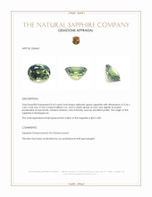 0.63 Ct. Yellowish Green Sapphire from Madagascar Appraisal