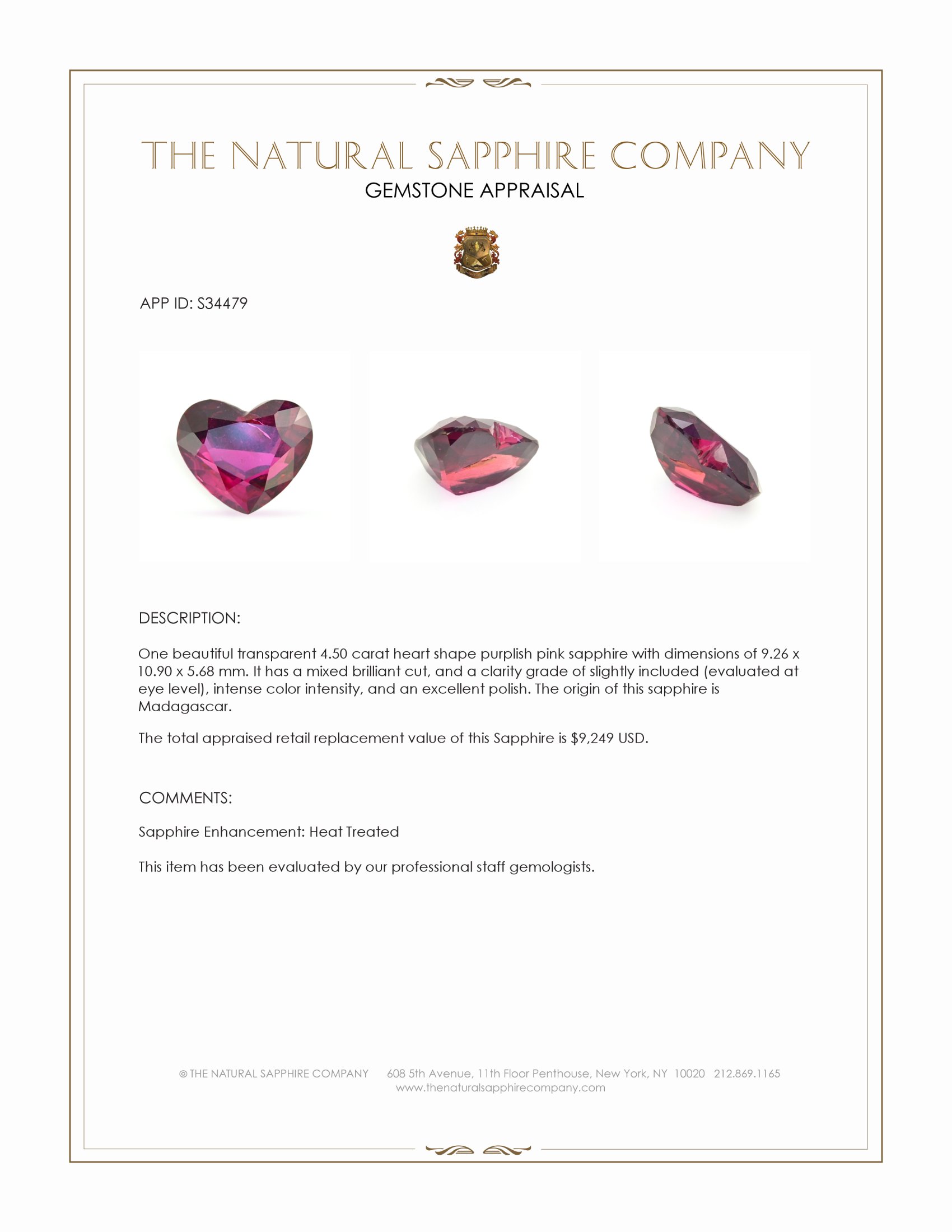 4.50 Ct. Purplish Pink Sapphire from Madagascar