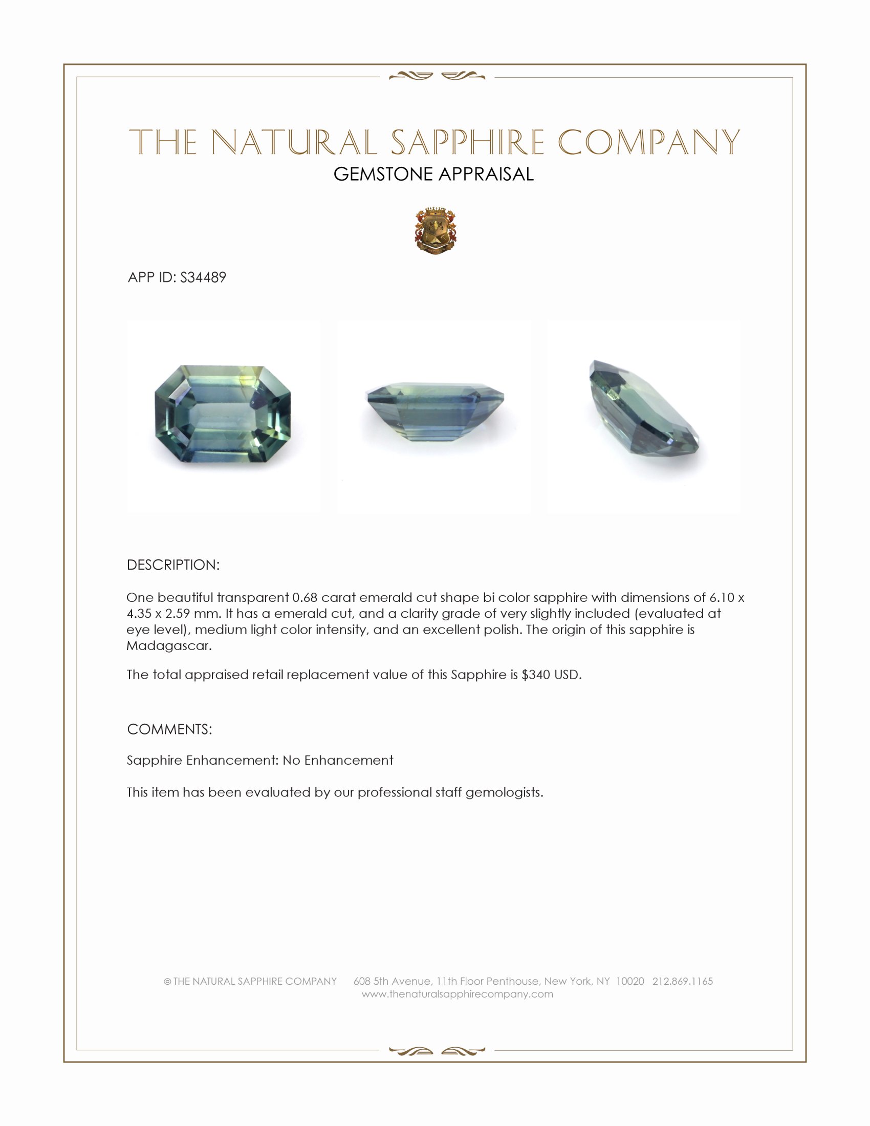 0.68 Ct. Bi Color / Parti Sapphire from Madagascar