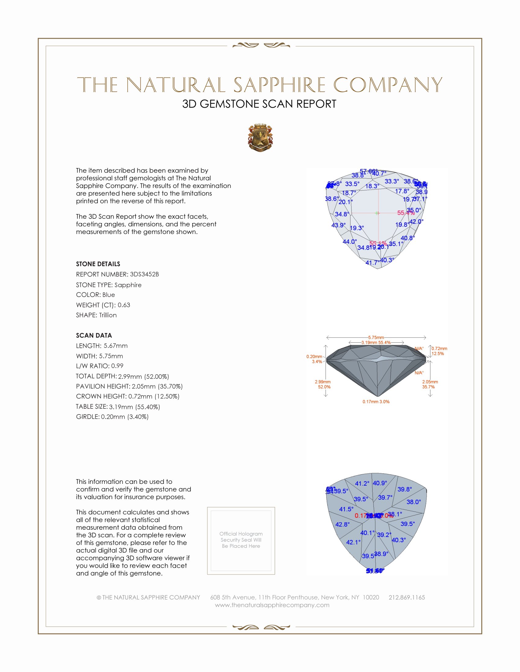 0.63 Ct. Blue Sapphire from Ceylon (Sri Lanka)