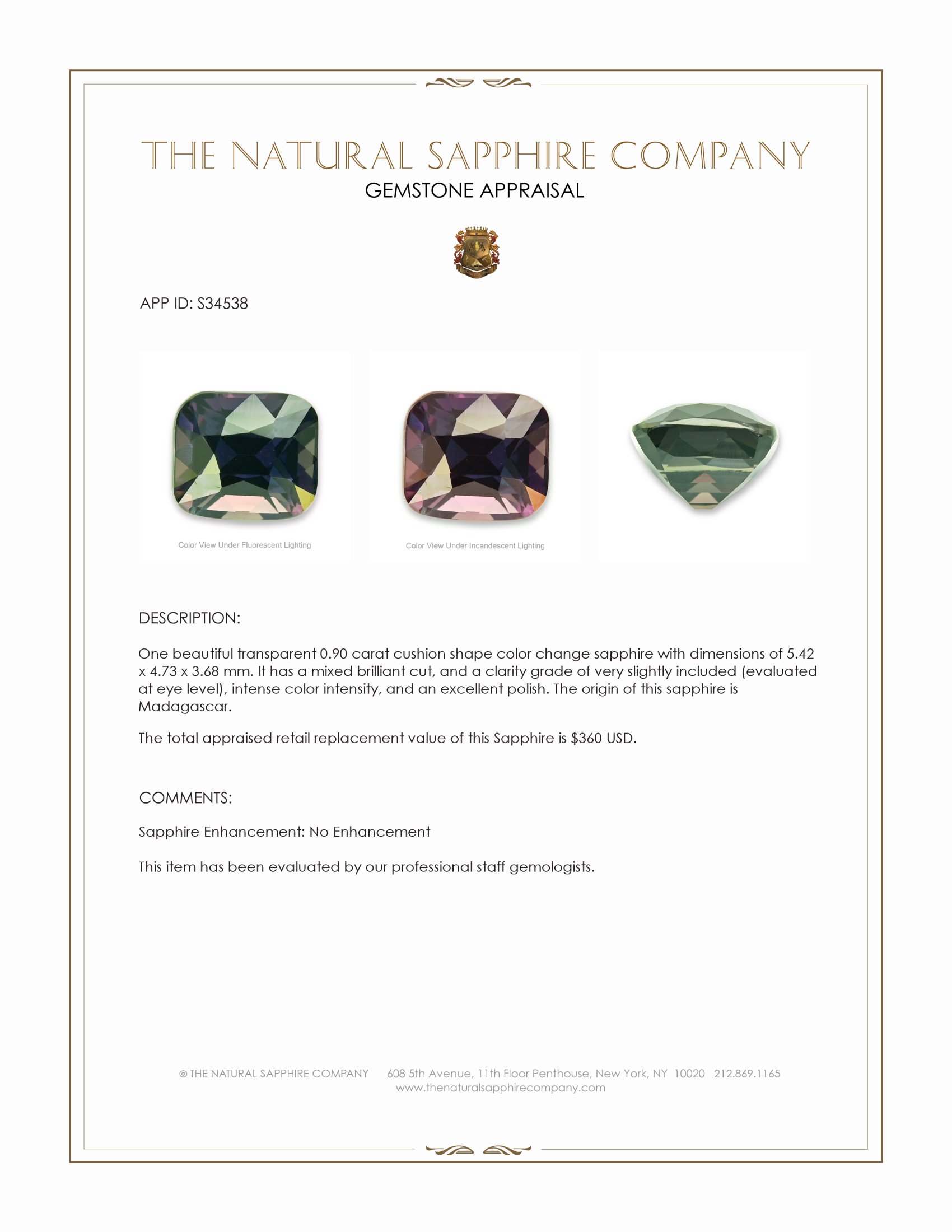 0.90 Ct. Color Change Sapphire from Madagascar
