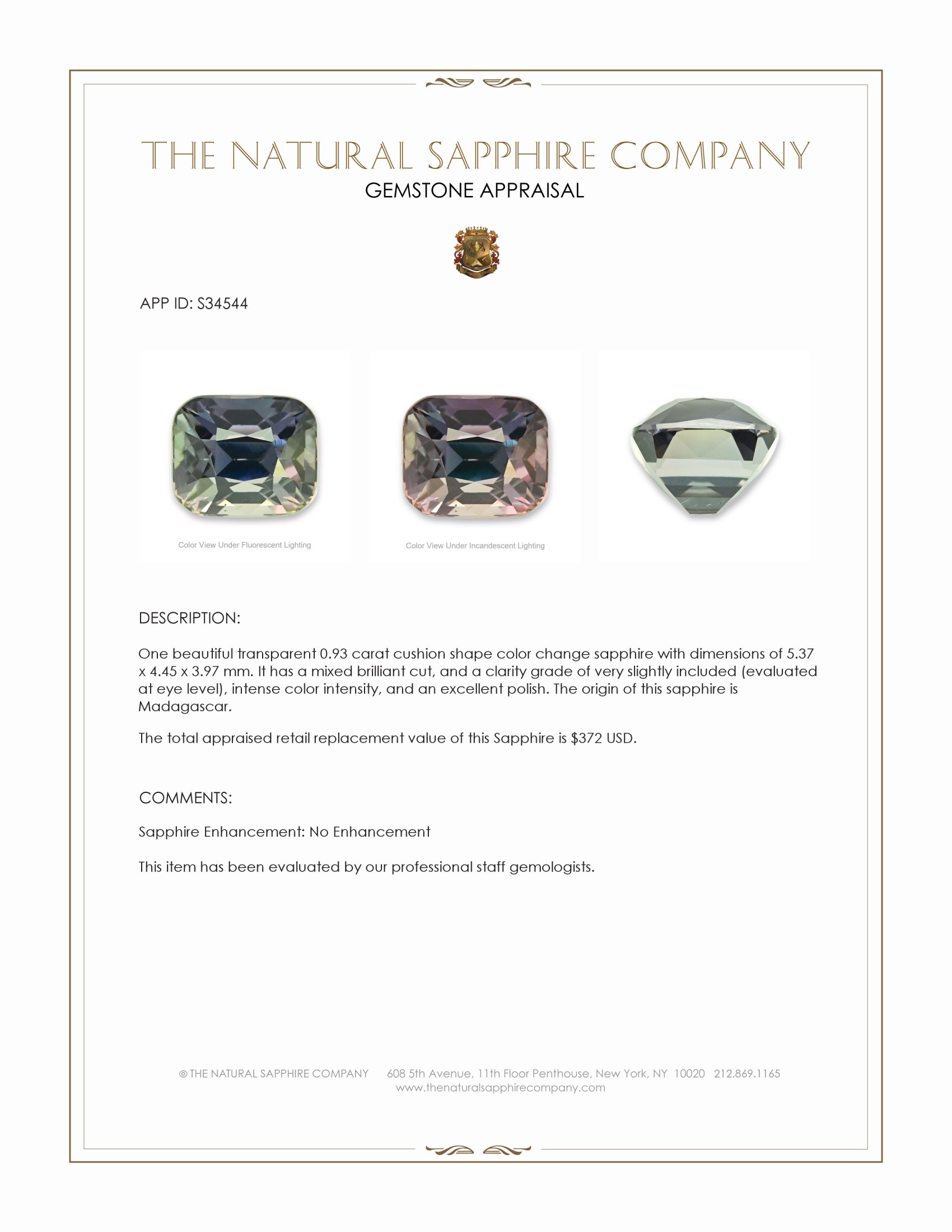 0.93 Ct. Color Change Sapphire from Madagascar