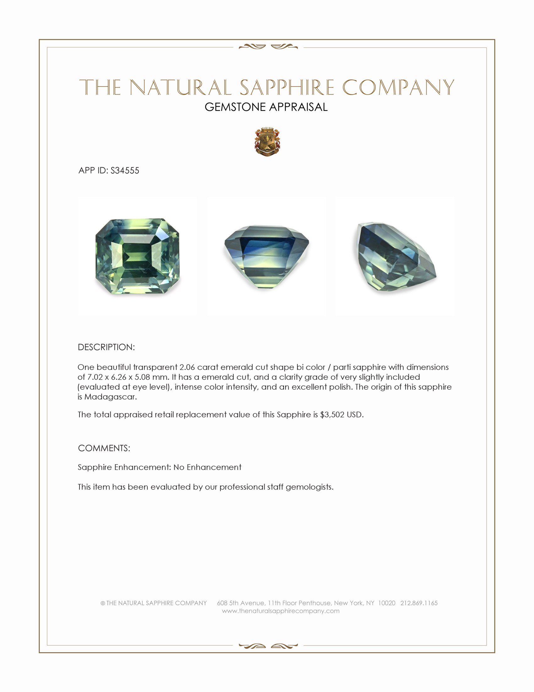 2.06 Ct. Bi Color / Parti Sapphire from Madagascar
