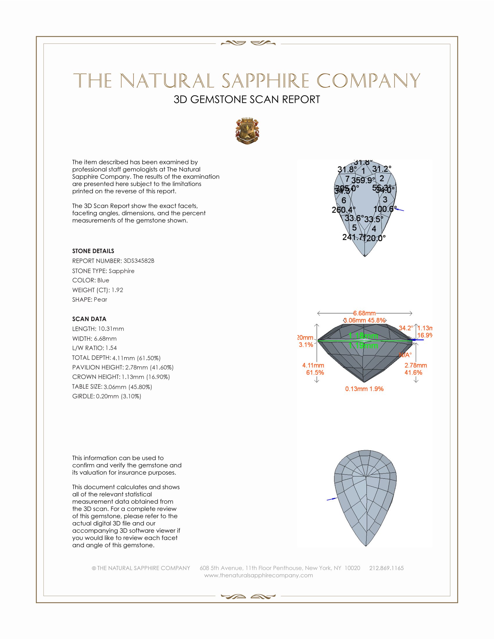 1.92 Ct. Blue Sapphire from Ceylon (Sri Lanka)