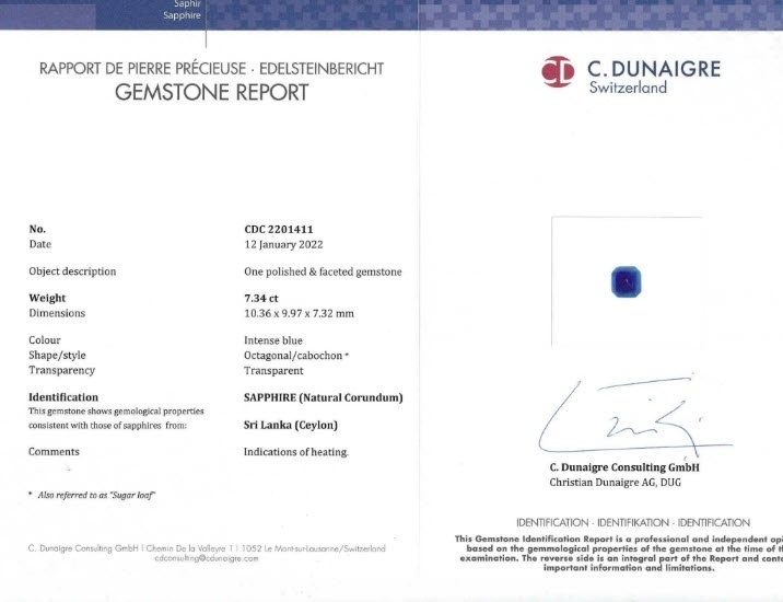 7.34 Ct. Blue Cabochon Sapphire from Ceylon (Sri Lanka)