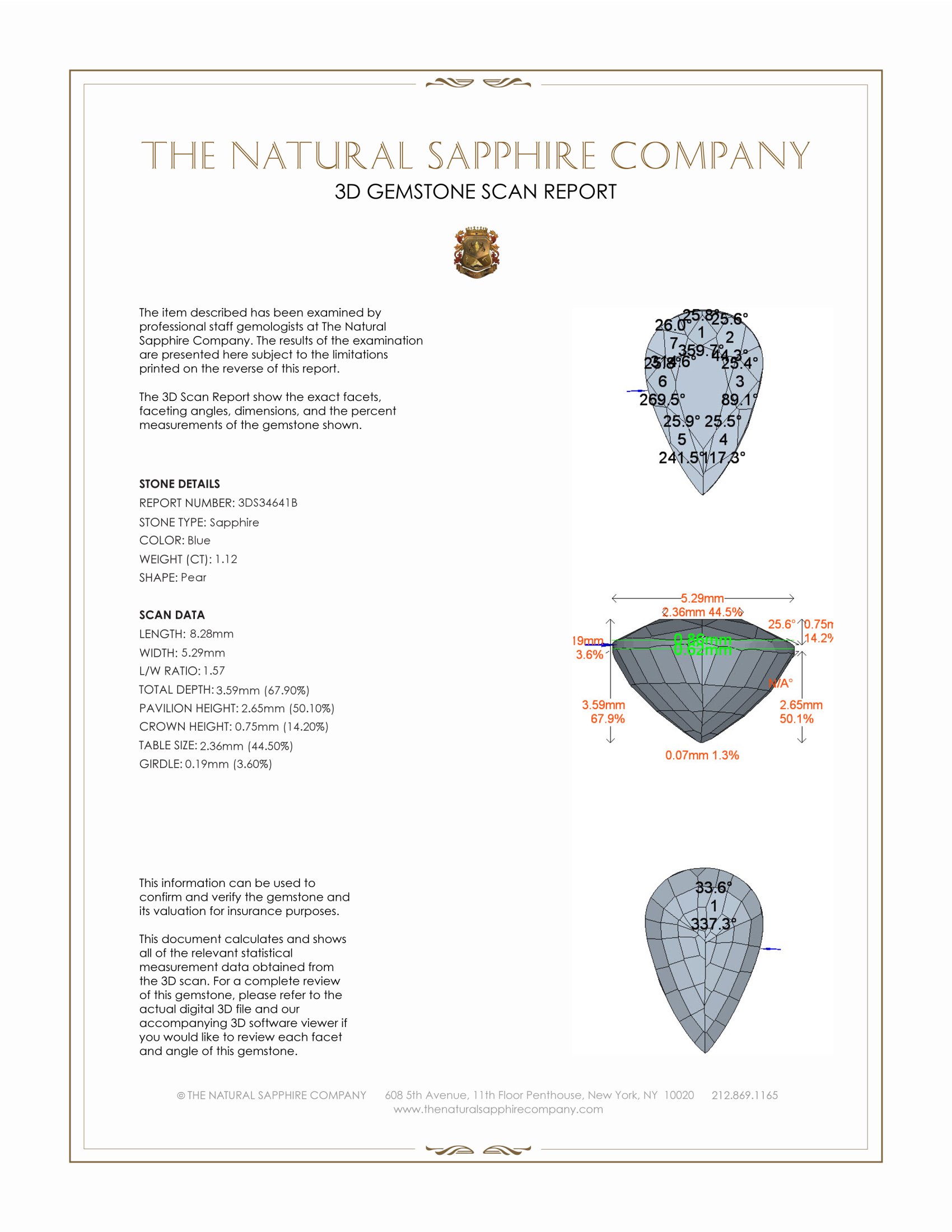 1.12 Ct. Blue Sapphire from Ceylon (Sri Lanka)