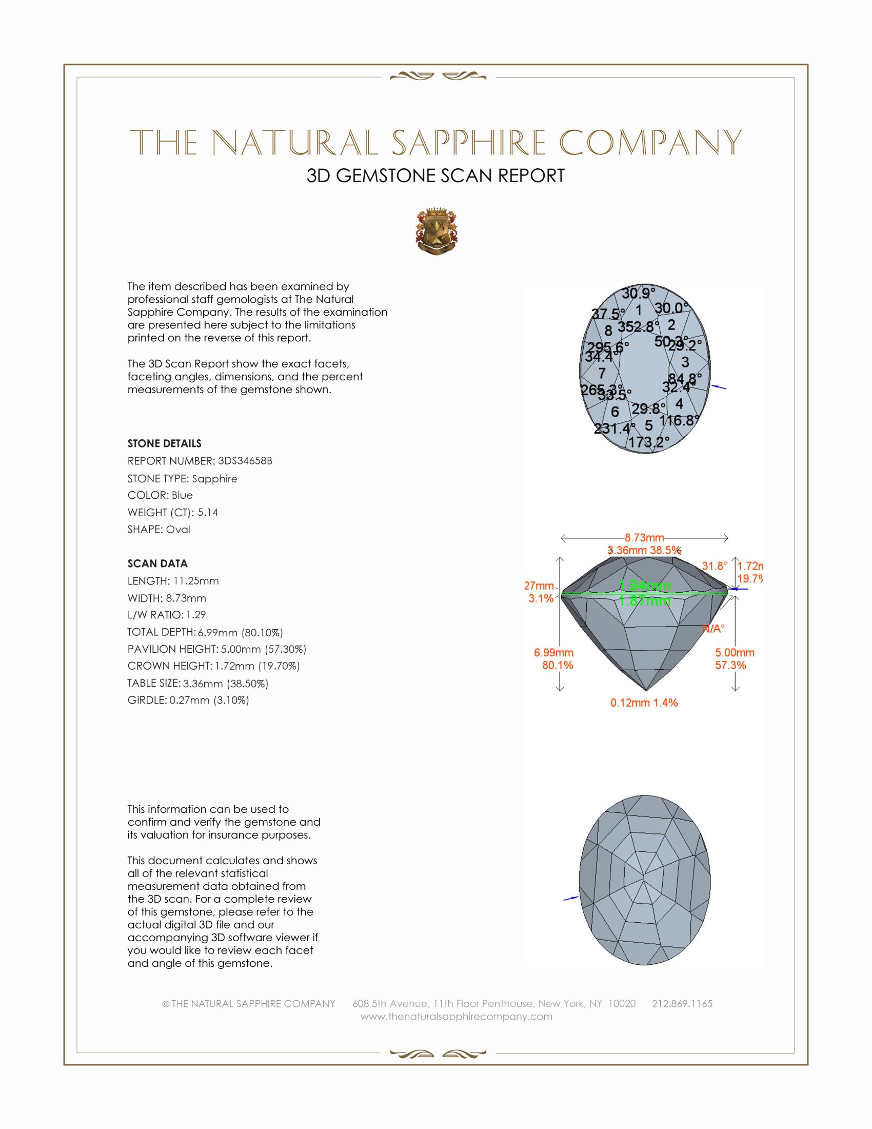 5.14 Ct. Blue Sapphire from Ceylon (Sri Lanka)