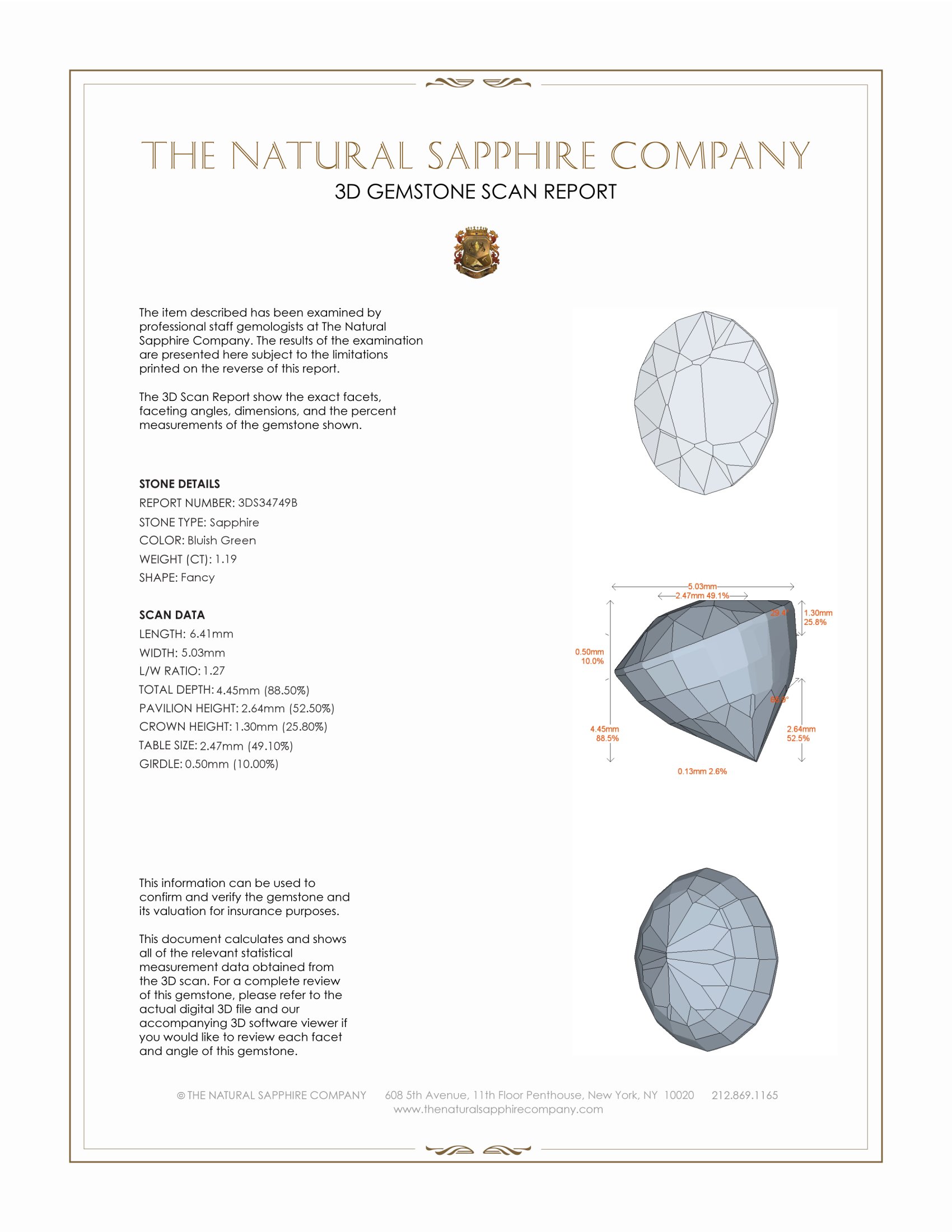 1.19 Ct. Bluish Green Sapphire from Montana