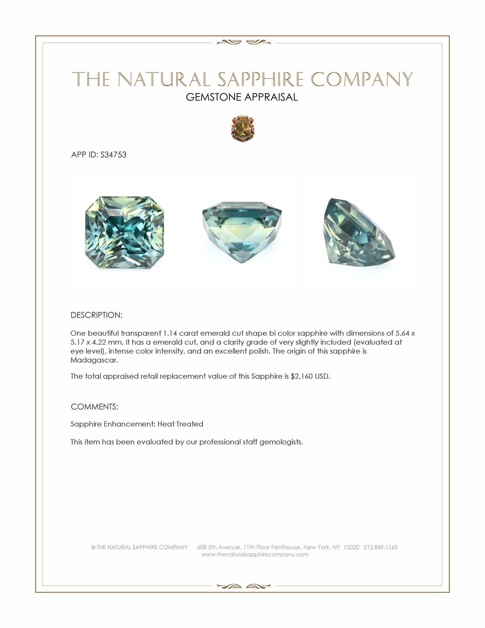 1.14 Ct. Bi Color Sapphire from Madagascar