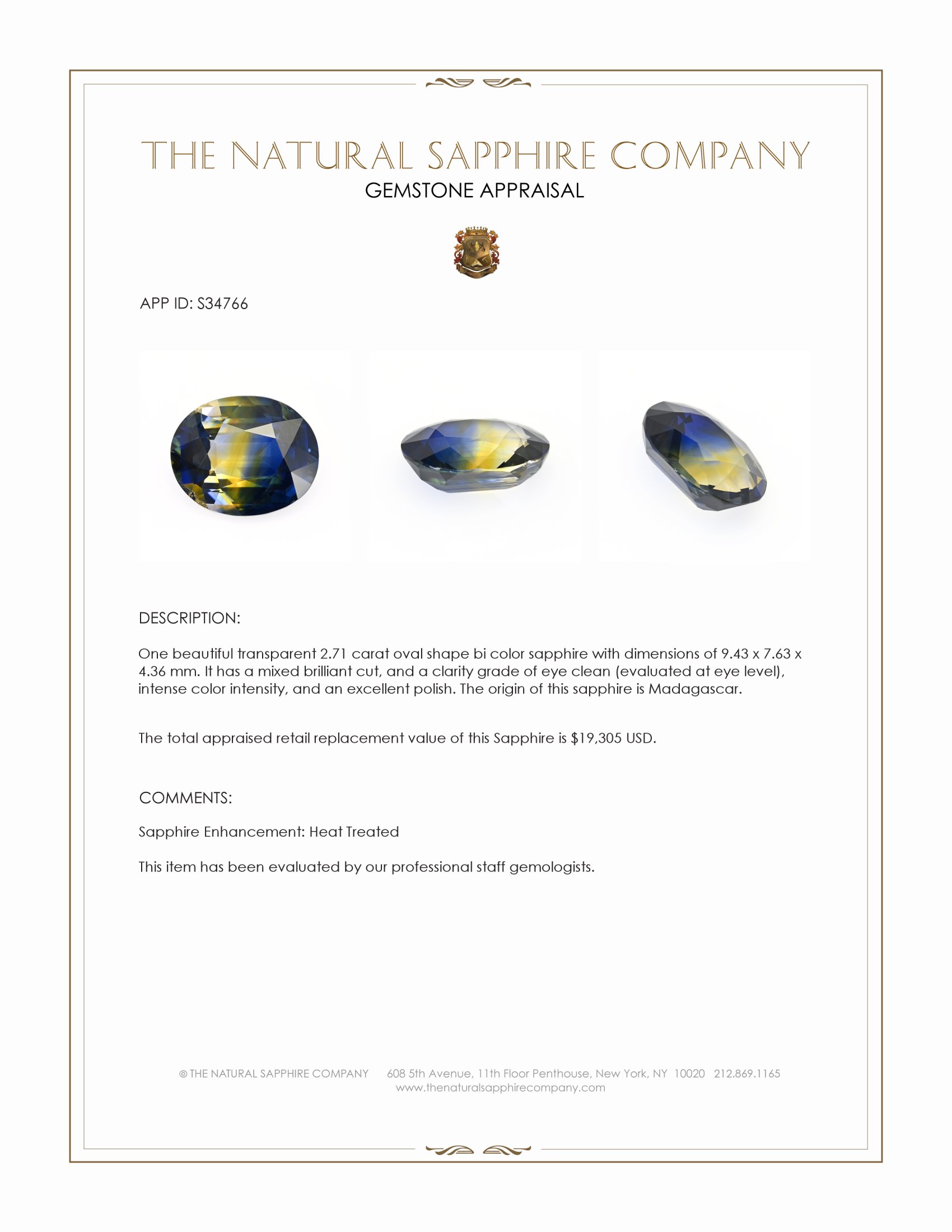 2.71 Ct. Bi Color Sapphire from Madagascar