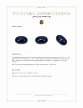 20.90 Ct. Blue Cabochon Sapphire from Ceylon (Sri Lanka) Appraisal