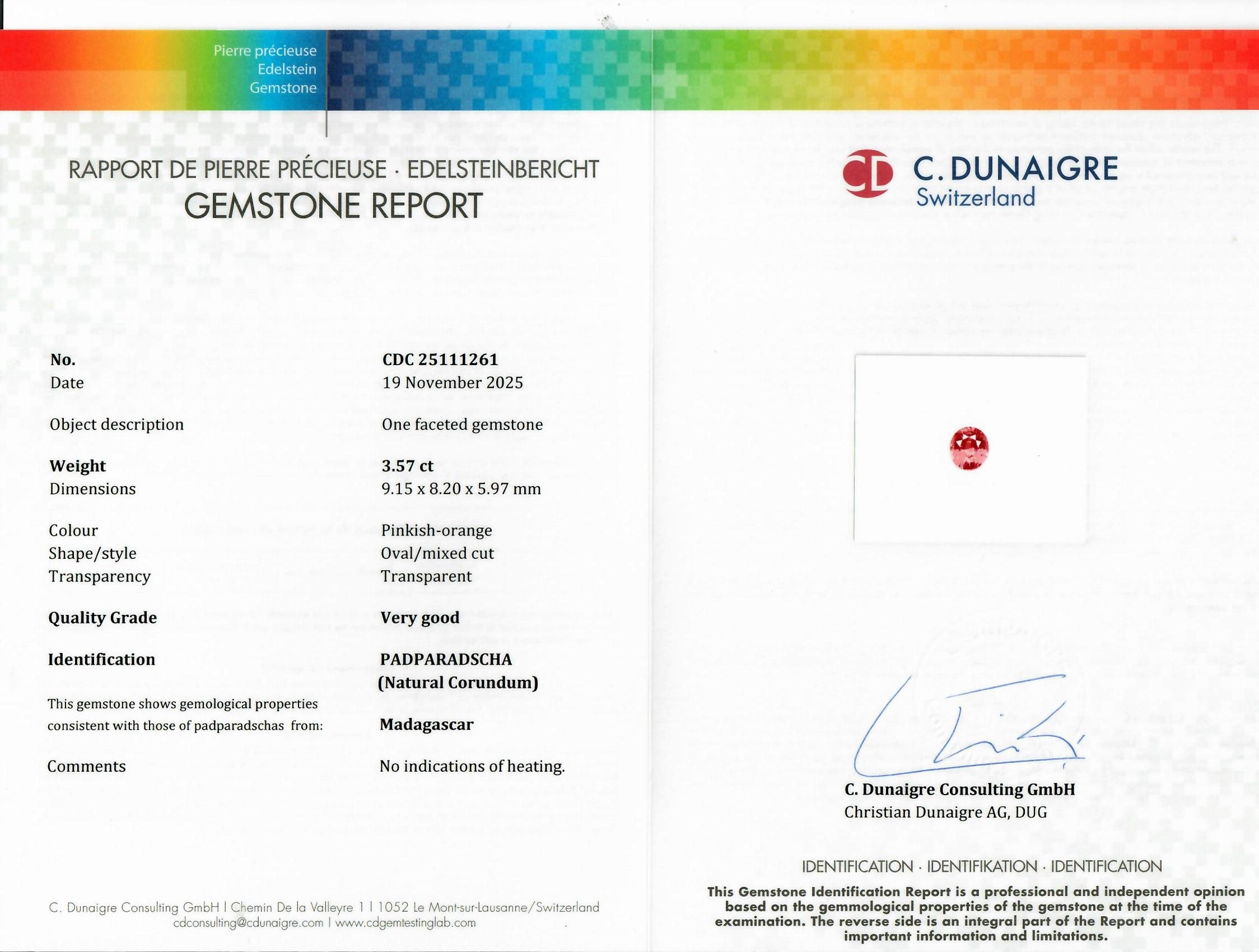 3.57 Ct. Padparadscha Sapphire from Madagascar