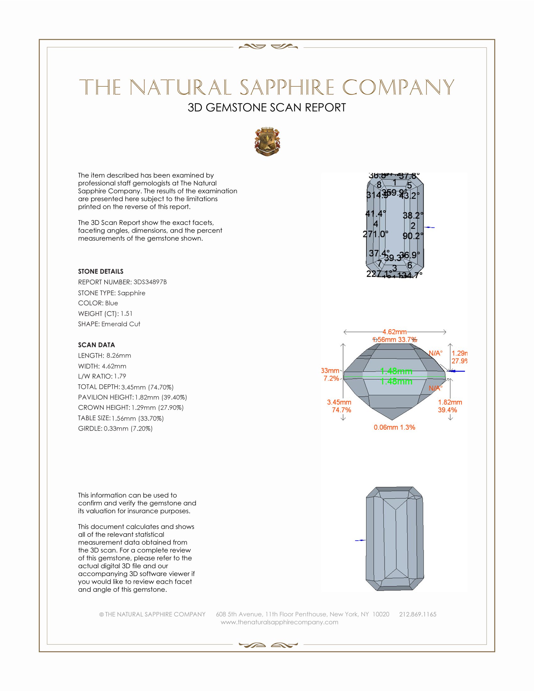 1.51 Ct. Blue Sapphire from Ceylon (Sri Lanka)