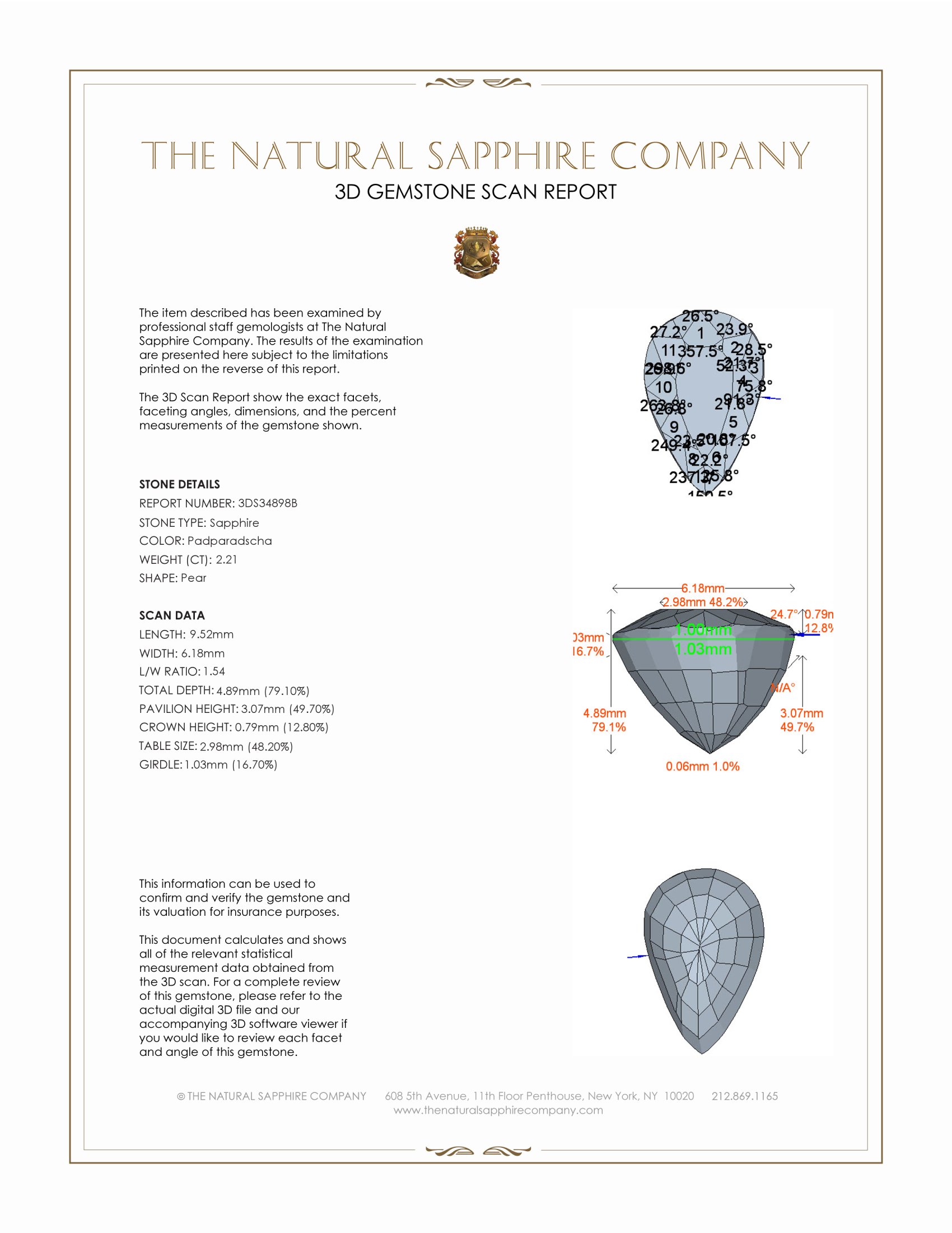 2.21 Ct. Padparadscha Sapphire from Ceylon (Sri Lanka)