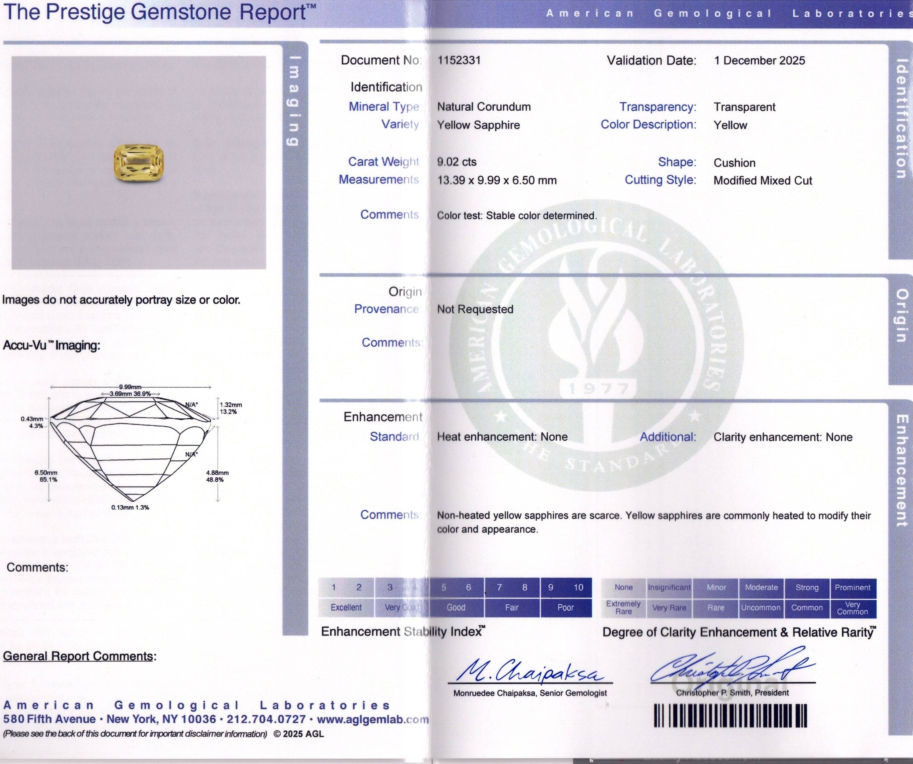 9.02 Ct. Yellow Sapphire from Ceylon (Sri Lanka)