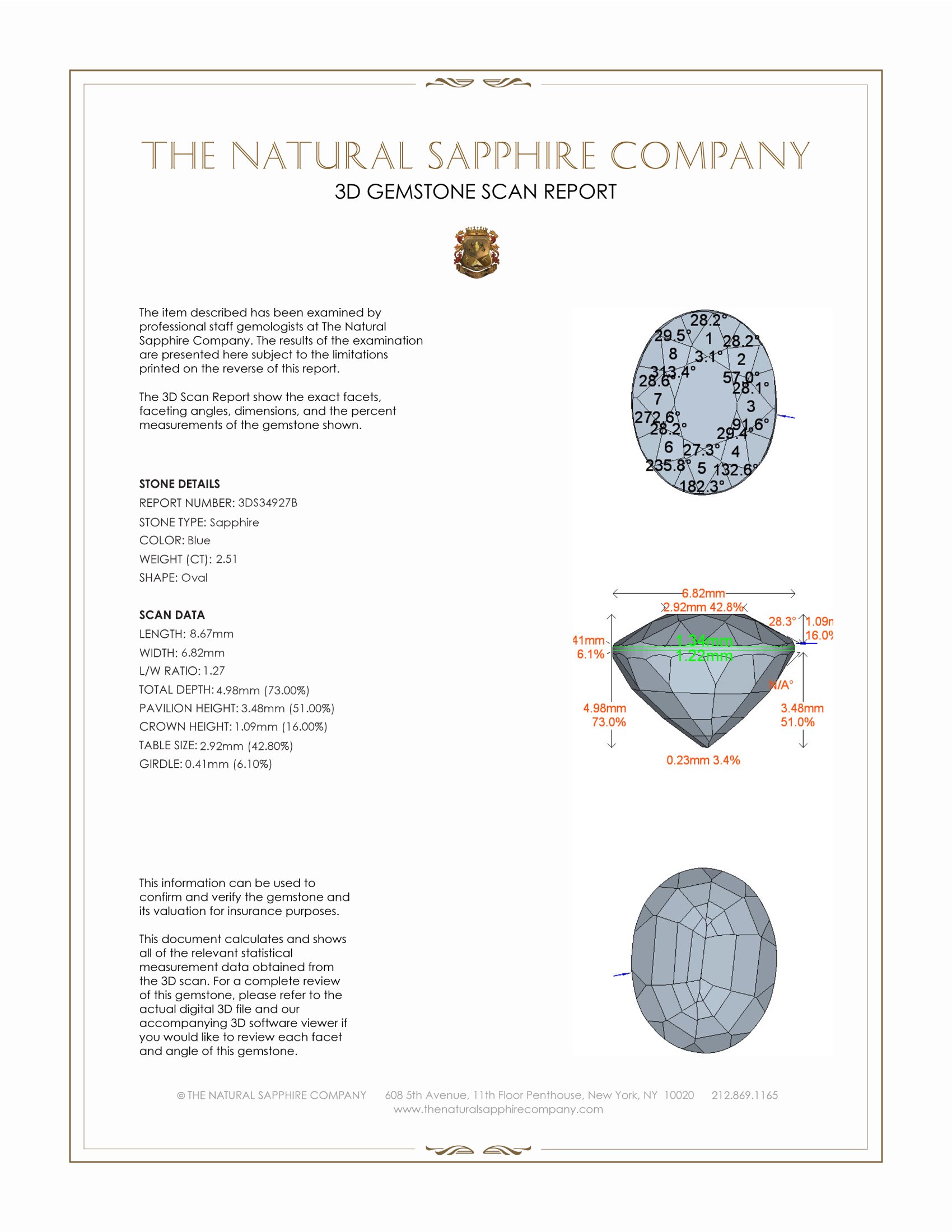 2.51 Ct. Blue Sapphire from Ceylon (Sri Lanka)