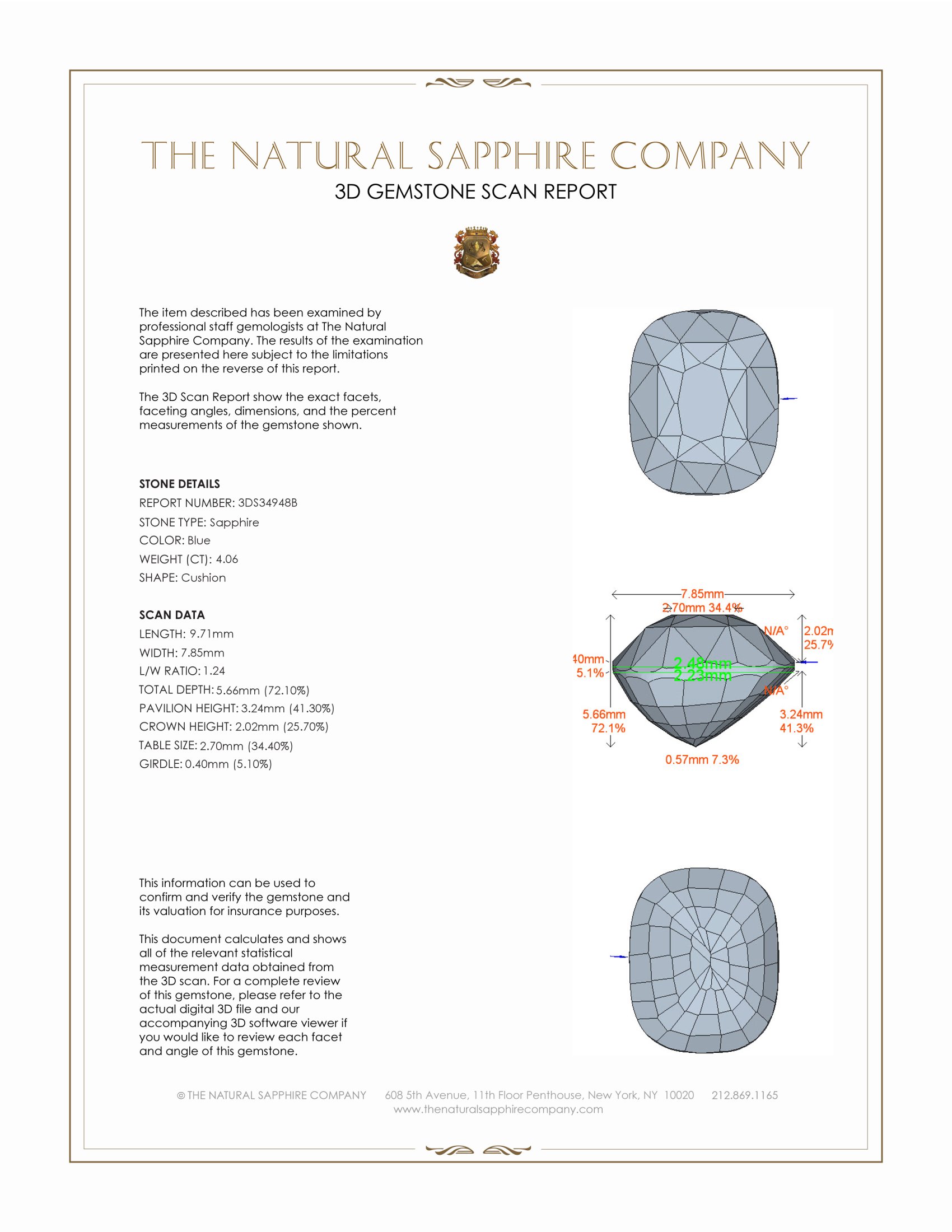 4.06 Ct. Blue Sapphire from Ceylon (Sri Lanka)