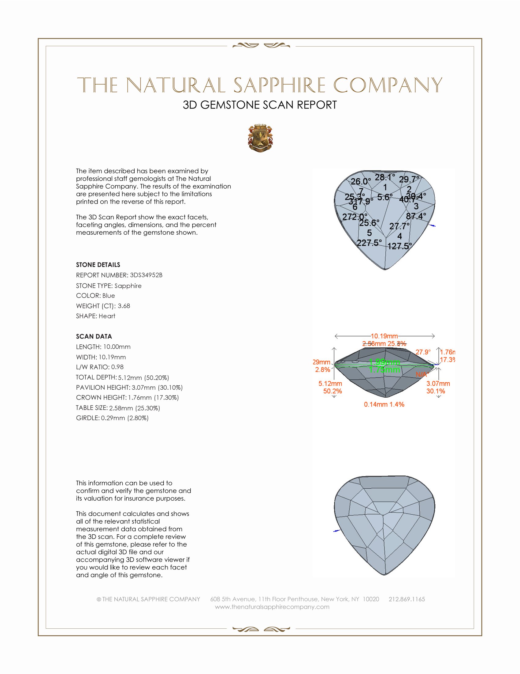 3.68 Ct. Blue Sapphire from Ceylon (Sri Lanka)