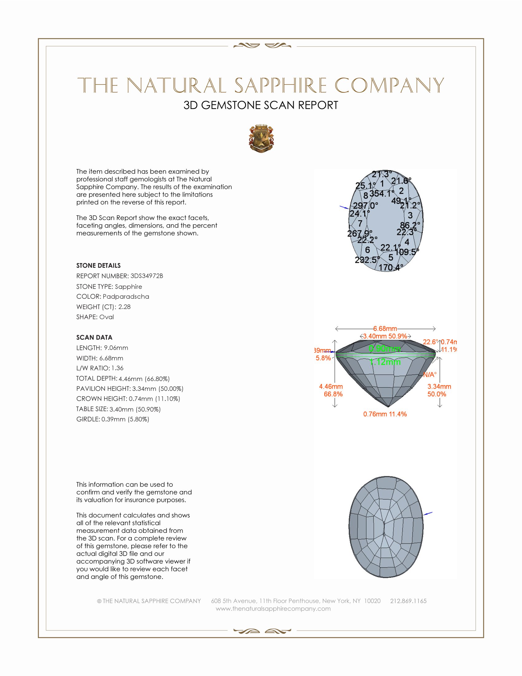 2.28 Ct. Padparadscha Sapphire from Ceylon (Sri Lanka)