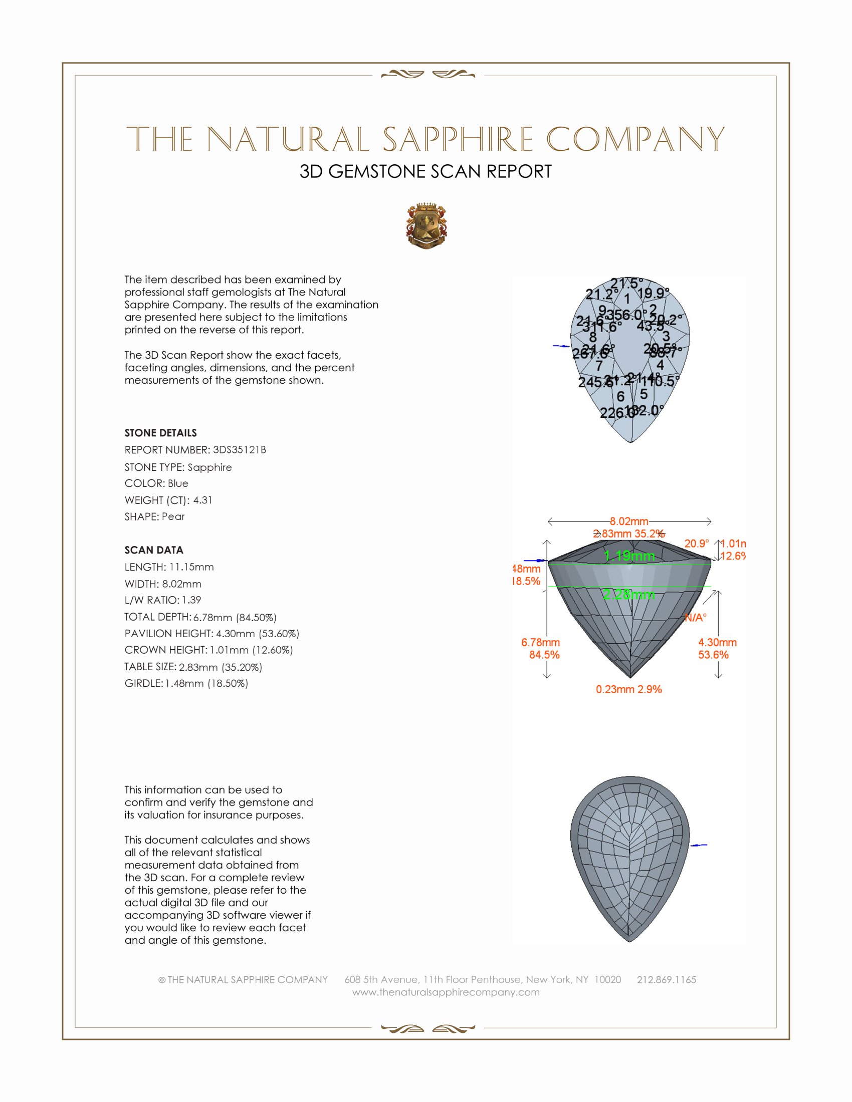 4.31 Ct. Blue Sapphire from Ceylon (Sri Lanka)