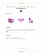 0.72 Ct. Purplish Pink Sapphire from Ceylon (Sri Lanka) Appraisal