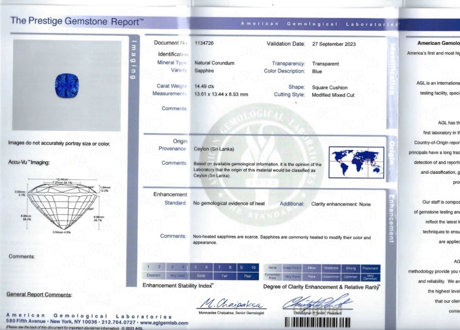 14.49 Ct. Blue Sapphire from Ceylon (Sri Lanka)