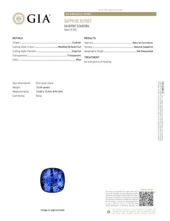 14.49 Ct. Blue Sapphire from Ceylon (Sri Lanka)