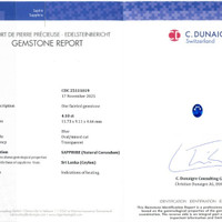 4.10 Ct. Blue Sapphire from Ceylon (Sri Lanka) Scan Report