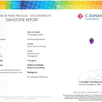 3.78 Ct. Purple Sapphire from Madagascar Scan Report