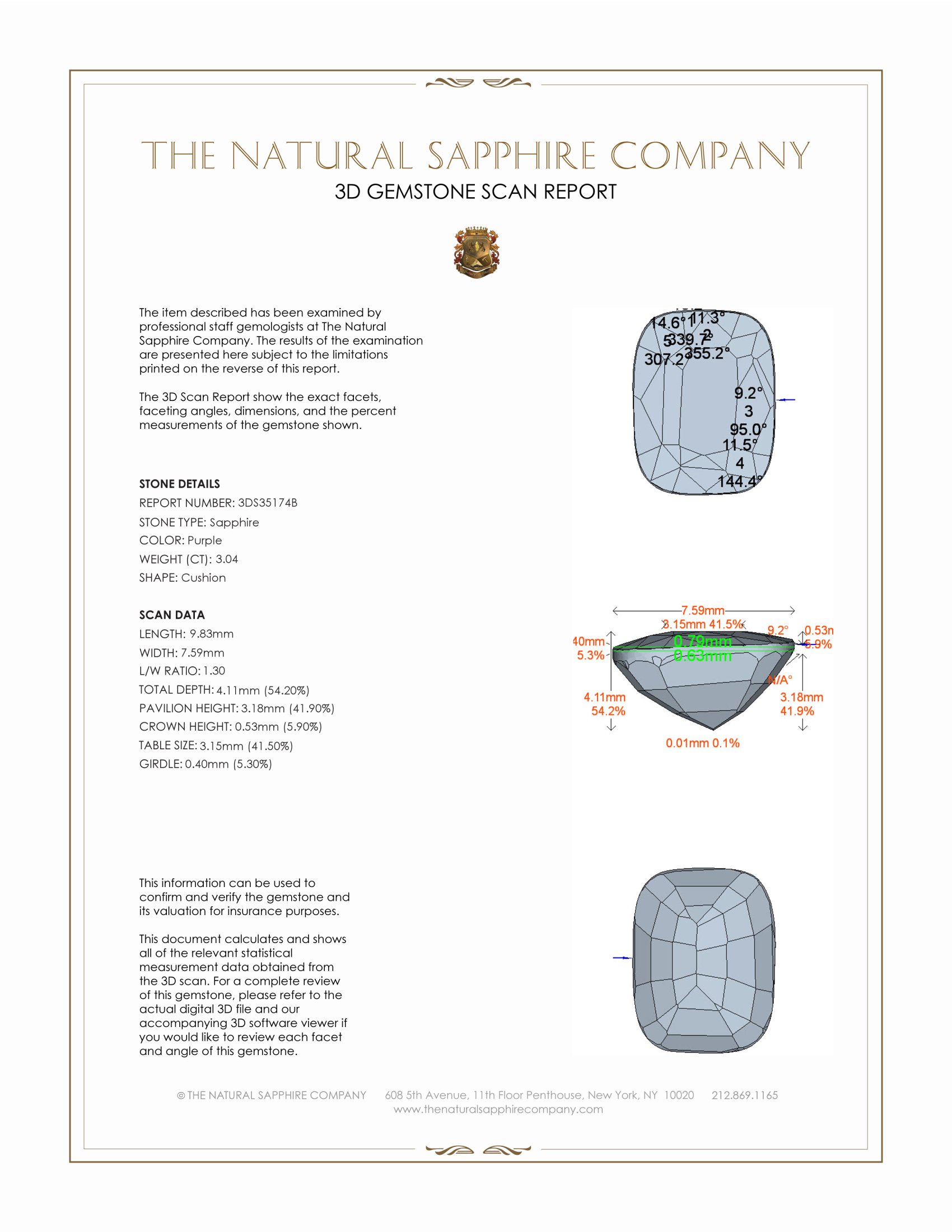 3.03 Ct. Purple Sapphire from Madagascar