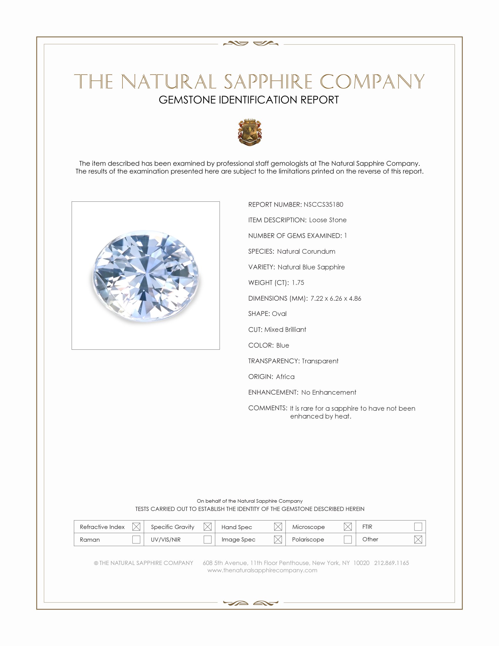 1.75 Ct. Blue Sapphire from Africa