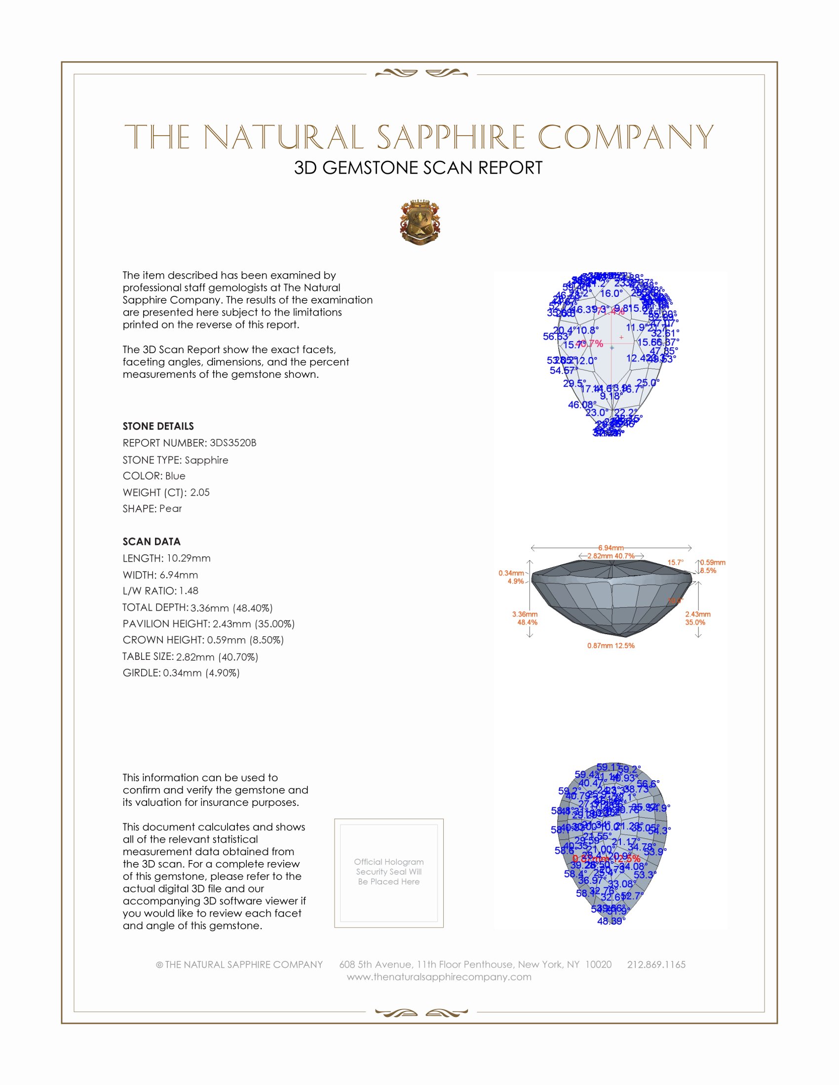 2.05 Ct. Blue Sapphire from Ceylon (Sri Lanka)