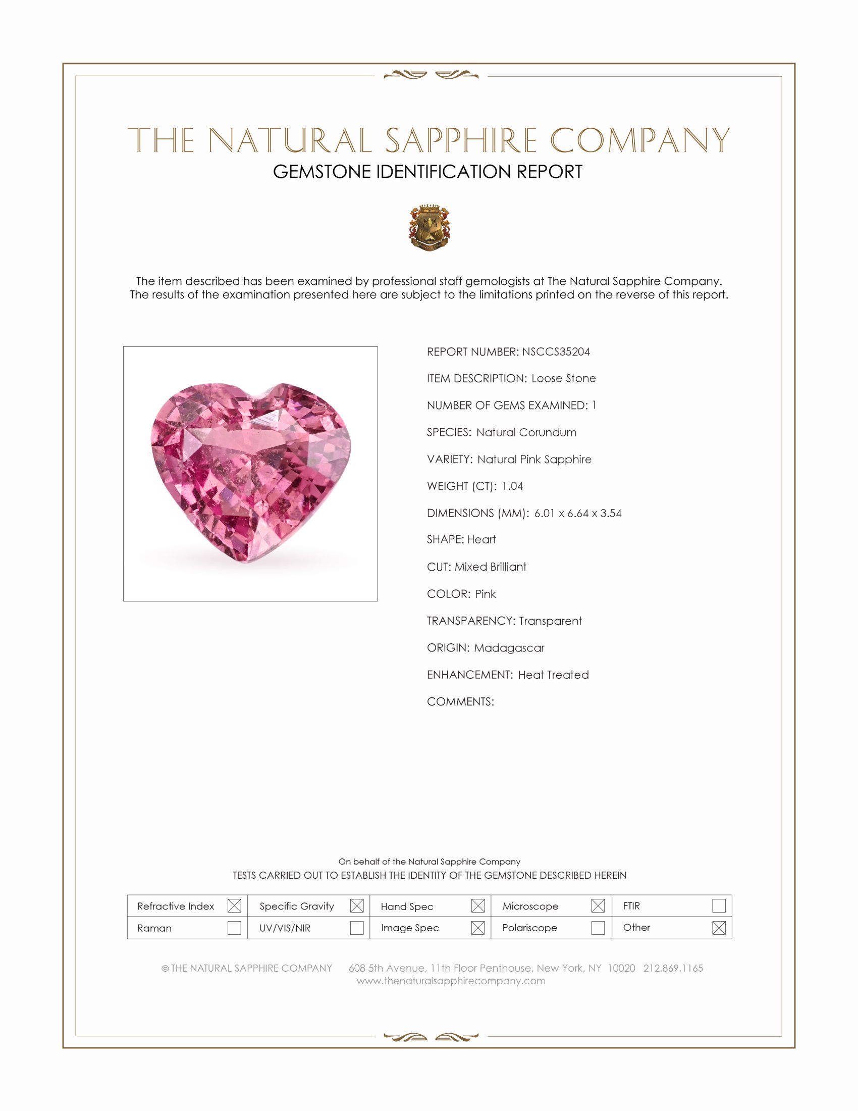 1.04 Ct. Pink Sapphire from Madagascar