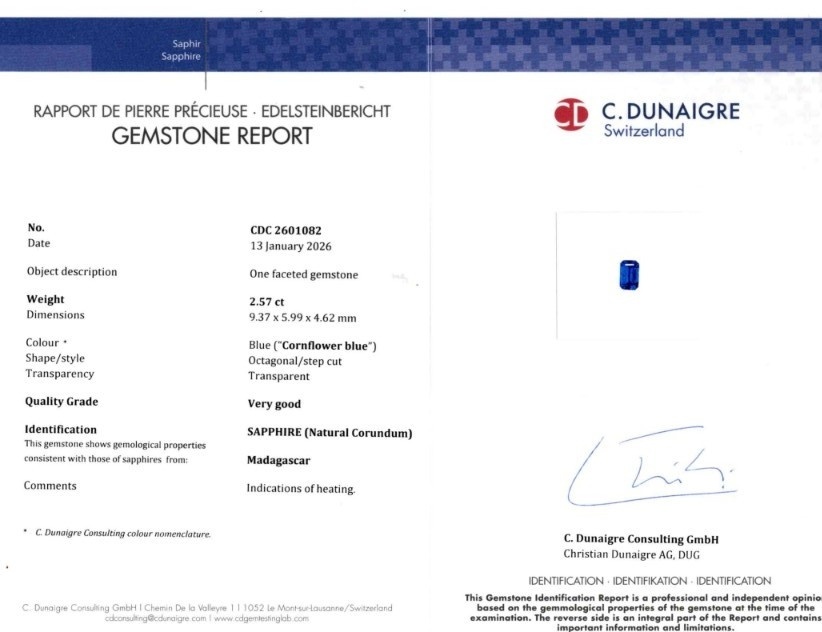 2.57 Ct. Blue Sapphire from Madagascar