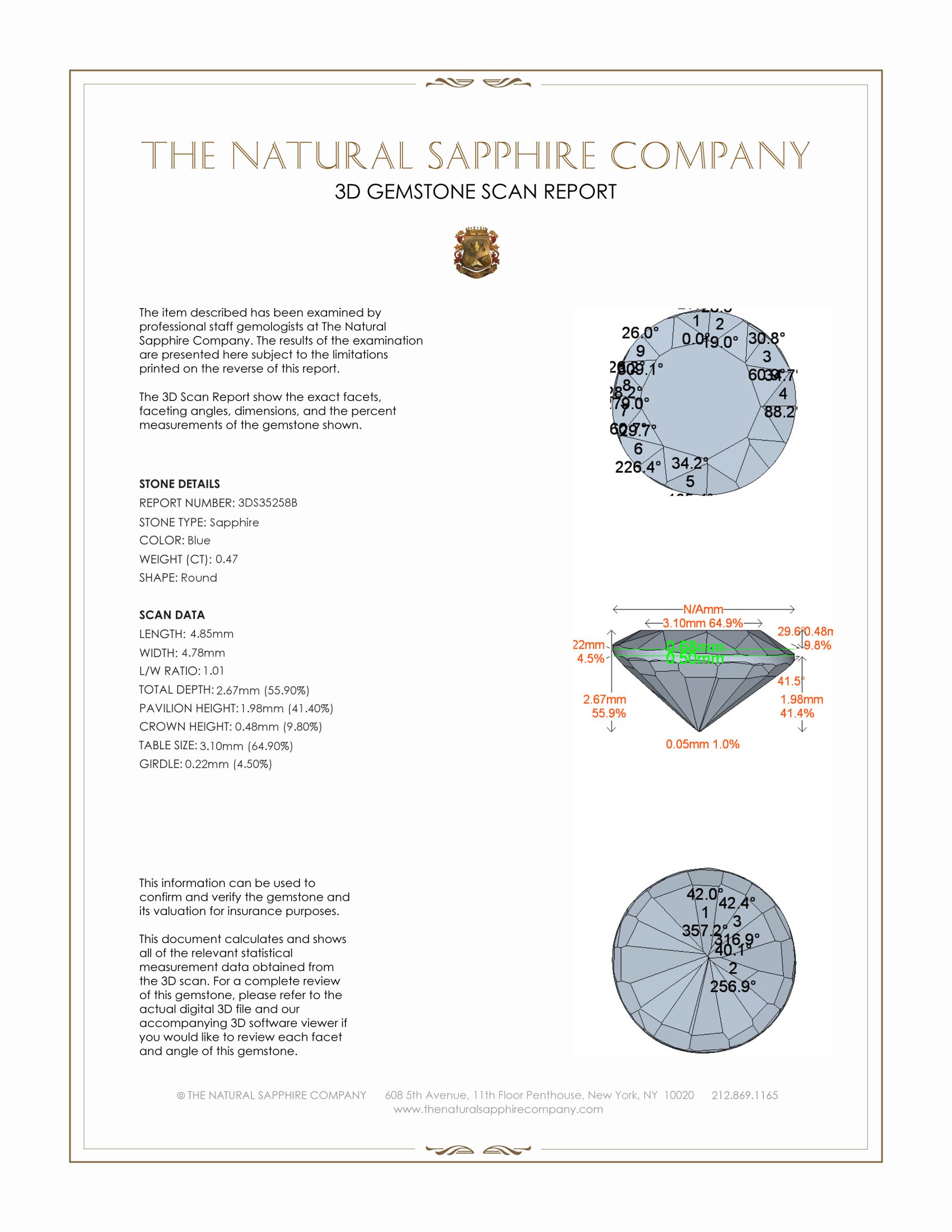 0.47 Ct. Blue Sapphire from Ceylon (Sri Lanka)