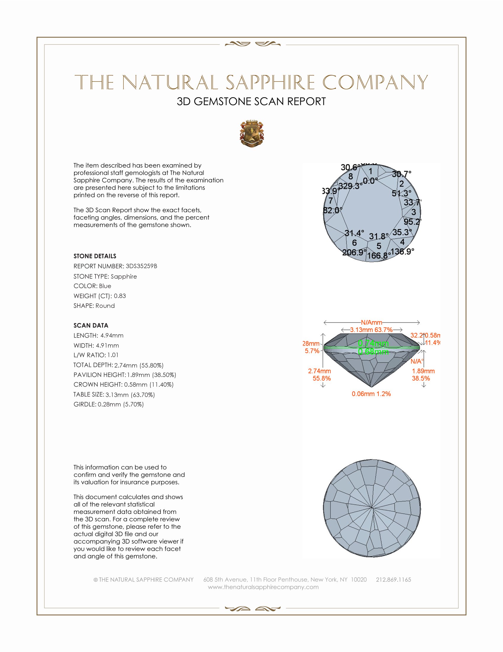 0.83 Ct. Blue Sapphire from Ceylon (Sri Lanka)