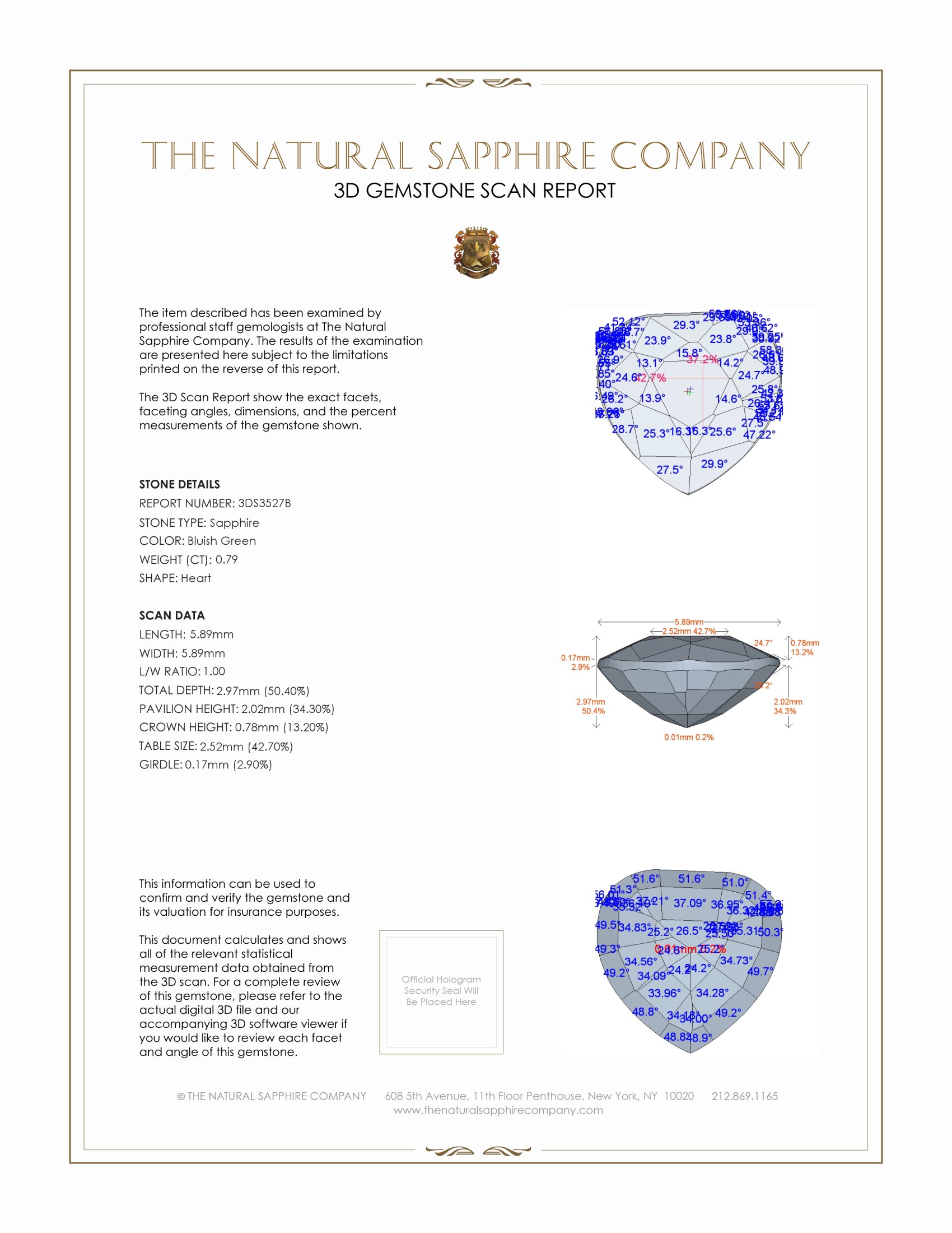 0.79 Ct. Bluish Green Sapphire from Ceylon (Sri Lanka)