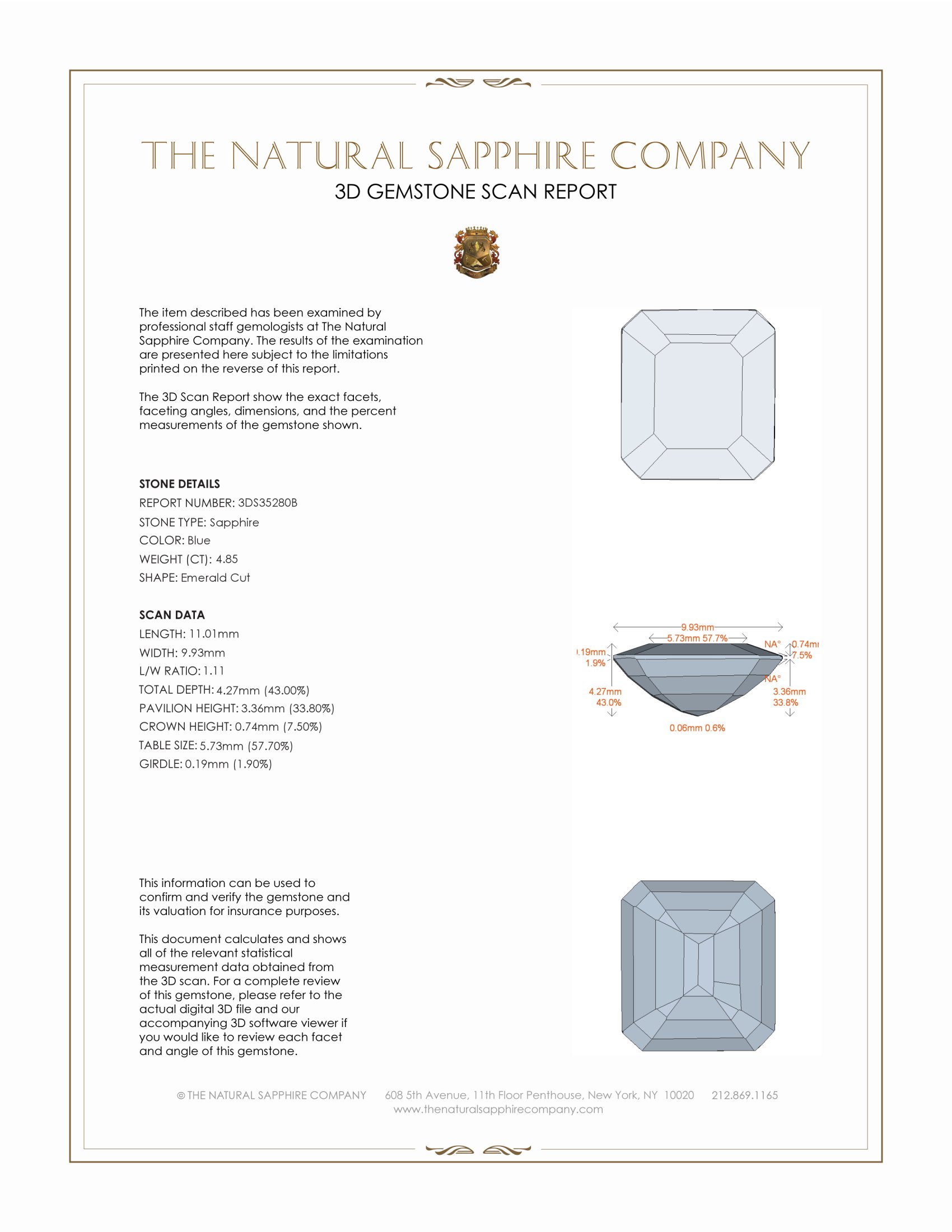 4.85 Ct. Blue Sapphire from Thailand