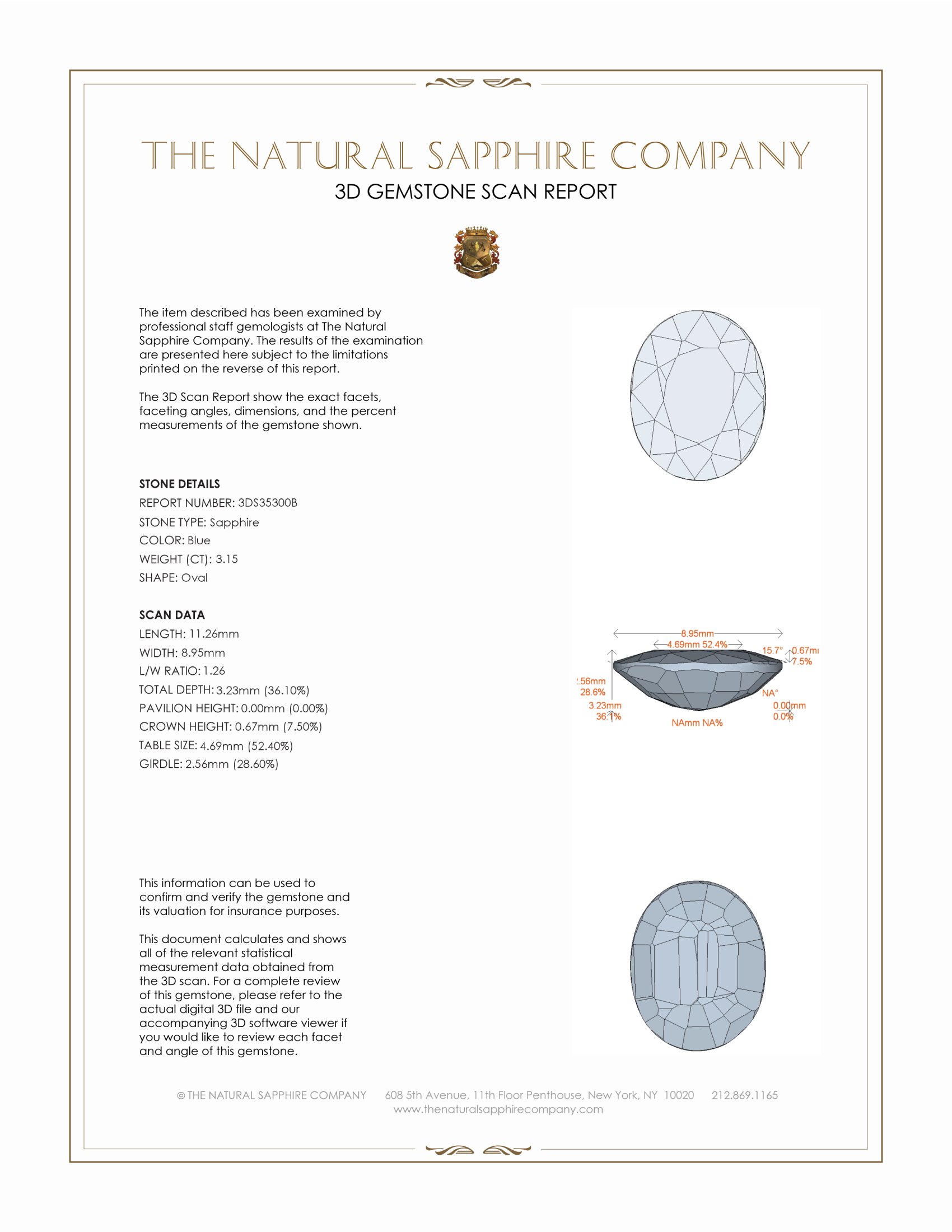 3.15 Ct. Blue Sapphire from Thailand