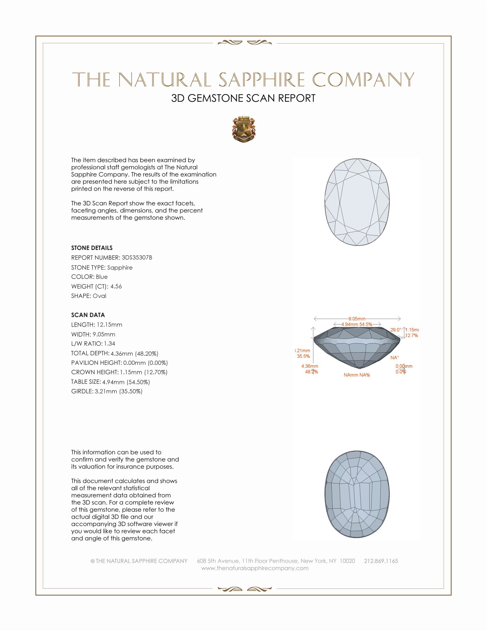 4.56 Ct. Blue Sapphire from Thailand