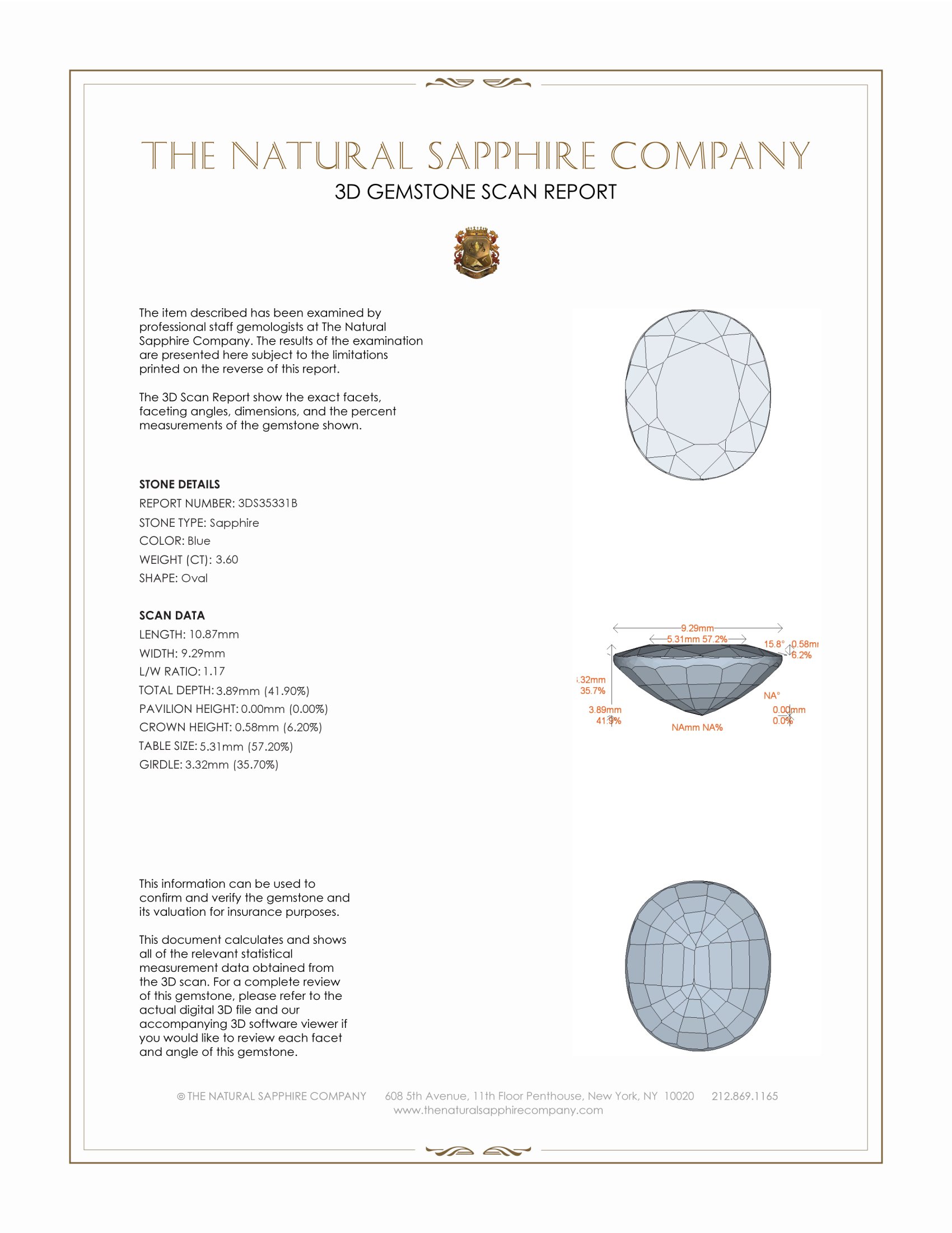 3.60 Ct. Blue Sapphire from Thailand