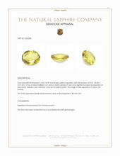 2.65 Ct. Yellow Sapphire from Ceylon (Sri Lanka) Appraisal
